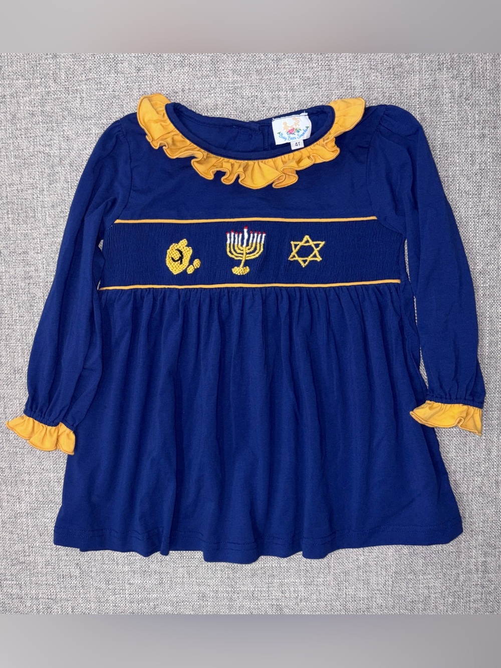 Busy Bees Smocks 4T Hanukkah dress EUC